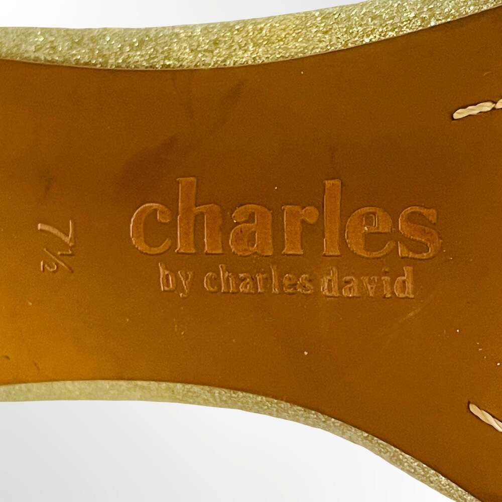 Charles by Charles David Gold Glitter Ankle Strap Stiletto Sandals - Picture 7 of 8